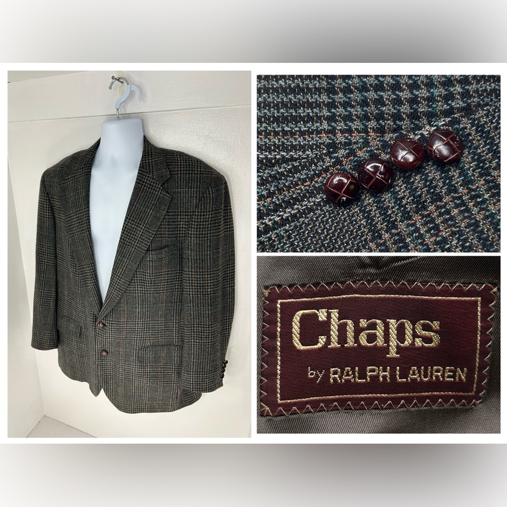 Chaps Ralph Lauren Vintage Tweed Blazer Size 42 English‎ Country Academia *READ